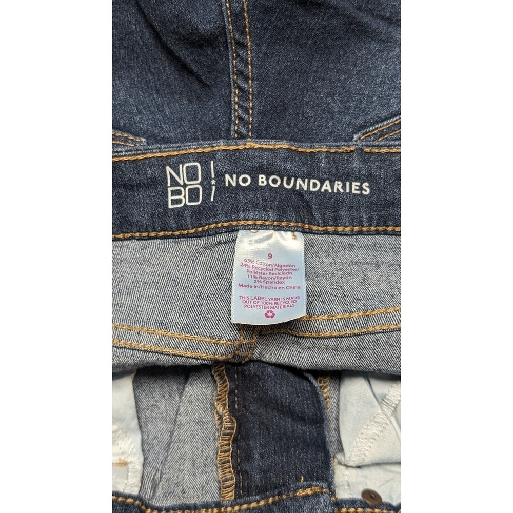 No Boundaries Jean Denim Shorts High Waisted Rise Dark Wash Cuffed Hem Casual 9 - Picture 3 of 3